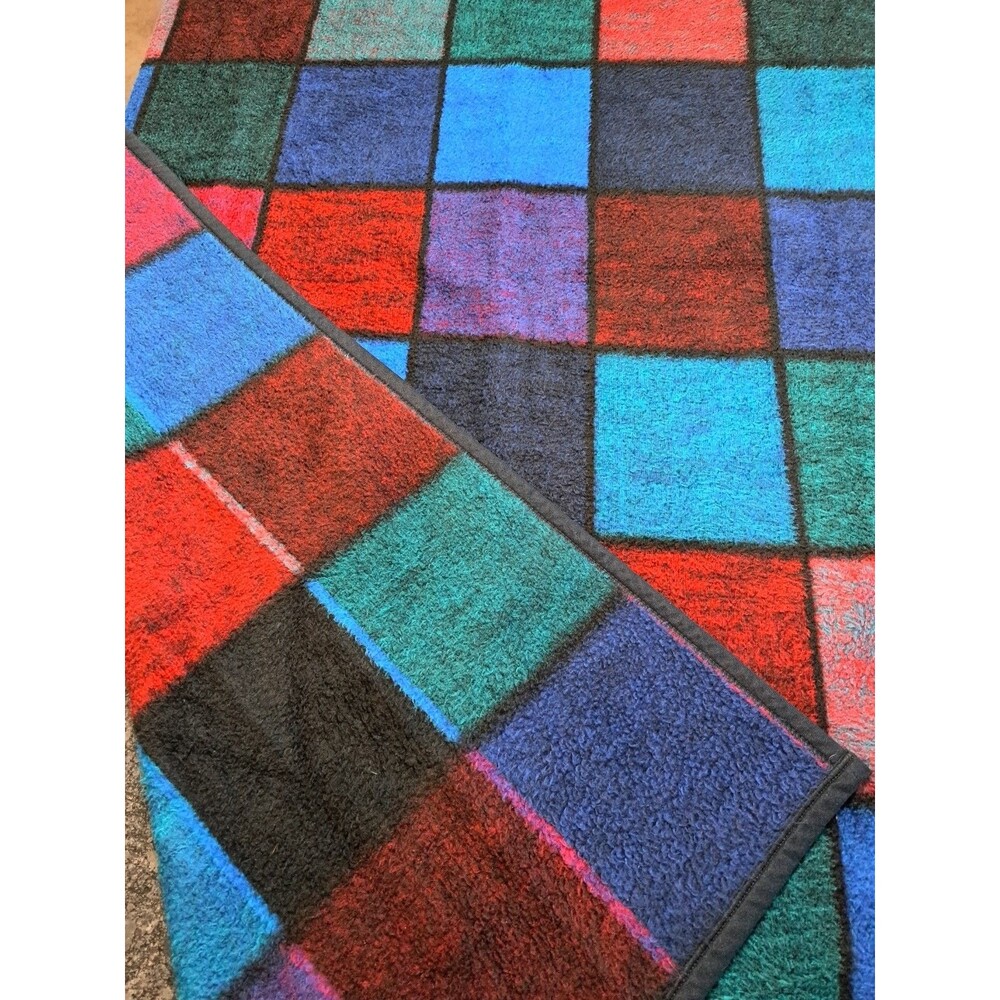 VTG Biederlack of America Aurora Throw Blanket USA Color Blocks 78" × 55"